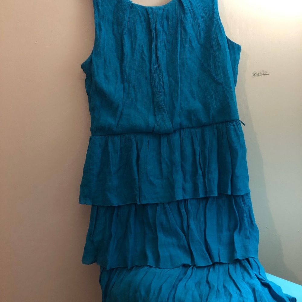 Juniors blue ruffled tier tank top